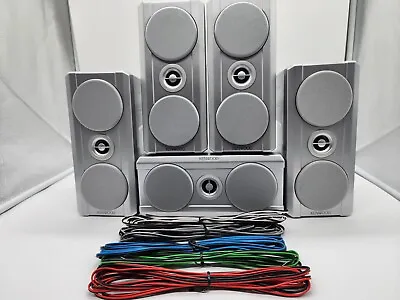 KENWOOD HOME THEATER SPEAKERS 5 Surround Center Front Left Right KS-506HT Silver • $199.95