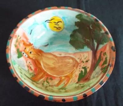 £3.95 • Buy Portuguese Hand Painted Cow Pottery Bowl