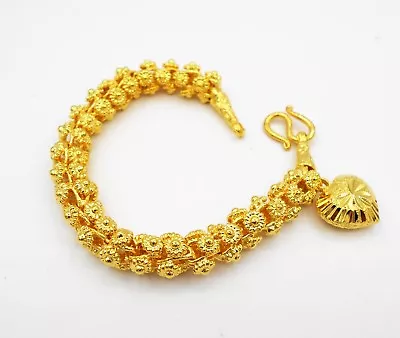 $36.61 • Buy Detailed 22K 24K THAI BAHT YELLOW GOLD GP Pikun Flower Bracelet Jewelry Women 