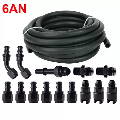 6AN Fuel Line 3/8  Steel Braided LS Swap EFI Gas Oil Injection Fuel Hose 25FT • $48.99