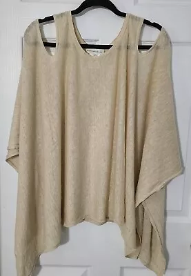 White + Warren Womens Sz Medium / Large 100% Linen Oversize Poncho Beige • £17.05