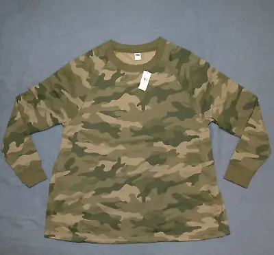 Old Navy Sweatshirt Womens Maternity Size M Green Camo Pullover Crew Neck NEW • $9.95