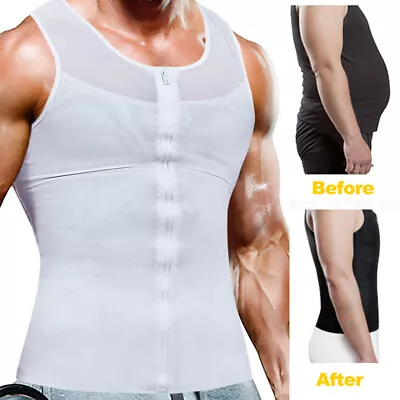 Men Slimming Body Shaper Trimmer Tummy Control Vest Tank Male Corset Girdle Top • $17.99