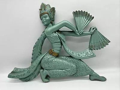 Universal Statuary Corp VTG Chinoiserie Asian Empress Dancing With Fans 12  Tall • $45