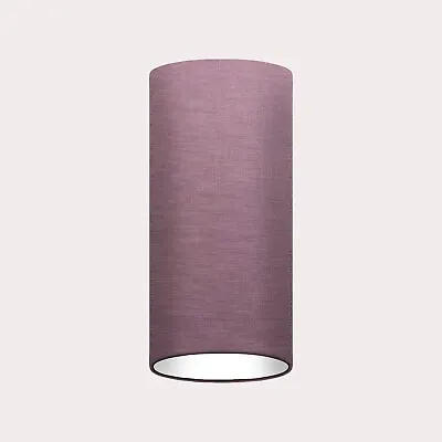 Extra Tall Lampshade Mauve 100% Linen Cylindrical Cylinder Drum • £50