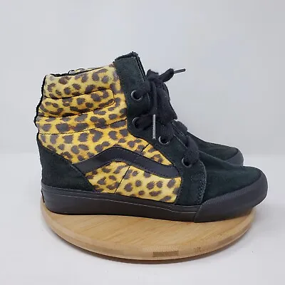 Vans Sk8-Hi Hidden Wedge Womens 8 Shoes Black Brown Leopard Lace Up Sneakers • $39.99