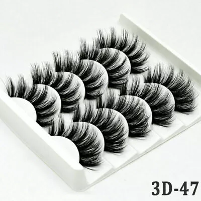 5Pairs 3D Fake Eyelashes Long Thick Natural False Eye Lashes Set Mink Makeup • £2.99