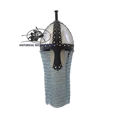 Gnezdovo Viking Helmet With Handmade Linnig Design With Chainmail | Halloween • $119