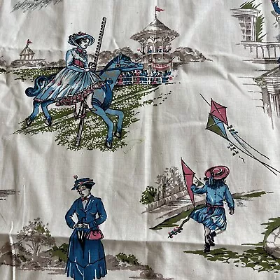 Vtg 1964 Manes Disney Movie Mary Poppins Cotton Fabric 39”L 36”W • $50