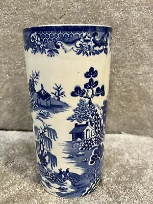 Vintage Masons Ironstone China Blue And White Willow Pattern Vase • £29.99