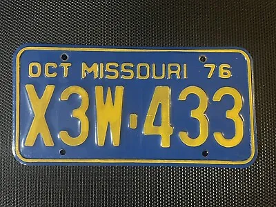 Missouri License Plate 1976 October X3w 433 • $24.99