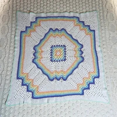 Handmade Baby Afghan Crochet Unisex Nursery Blanket Throw Bassinet Blanket Read • $10.98