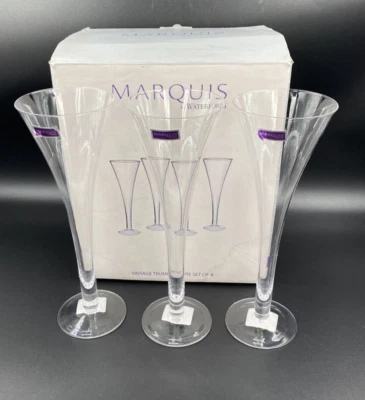 $59.99 • Buy Waterford Marquis Vintage Trumpet Flutes Hollow Stem Champagne 3 Glasses HTF NEW