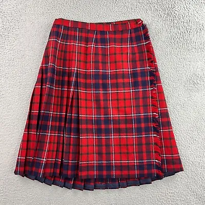 Vintage Kilt Skirt Womens 8 Red Plaid Pleated Wool Academia Preppy 26  Waist • $26.88