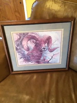 Vintage 1978 Homco Home Interior Bighorn Sheep Picture 17 X20  By K. Maroon GUC • $48