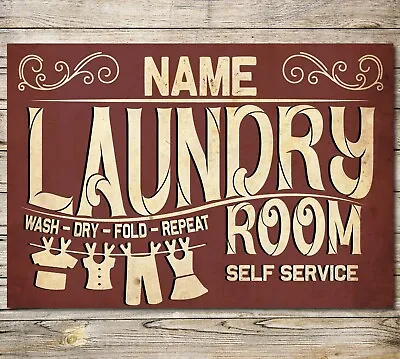 £5.70 • Buy Personalised Washing Laundry Room Sign Metal Wall Door Signage Plaque Waterproof