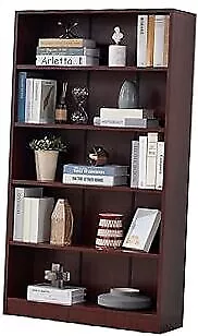  Mahogany Bookshelf For Bedroom 5 Shelf Office Bookcase 60 Inches Tall Modern  • $216.70