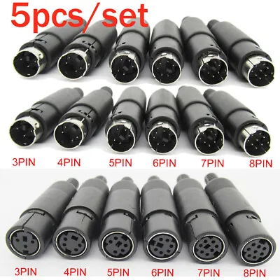5x Mini DIN Plug Jack Connector With Black ABS Plastic Handle 3pin To 8pin • $9.96