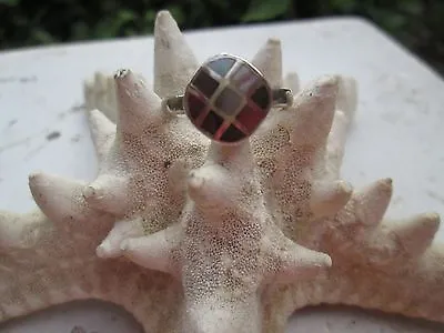 STERLING SILVER ABALONE CHECKERBOARD RING Size 7 • $25