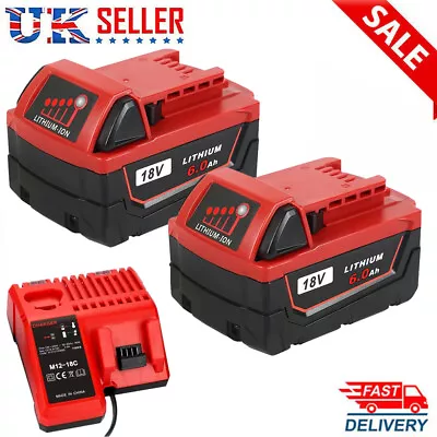 2X For Milwaukee M18 M18B5 Lithium XC 6.0AH Extended Capacity Battery 48-11-1860 • £19.92