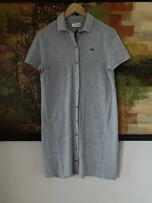 Lacoste Midi Polo Dress - Grey Cotton Size 40 • £49