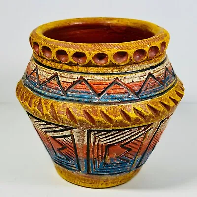 Vintage Colorful Mexico Planter Vase Lightweight Pottery • $14.95