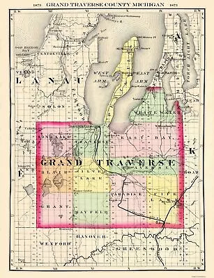 Grand Traverse County Michigan - Walling 1873 - 23 X 30 • $36.95