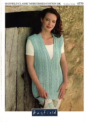 Hayfield Cotton DK KNITTING PATTERN Women Waistcoat • £0.85