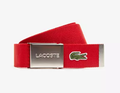 Lacoste Made In France Engraved Buckle Woven Belt RC2012-240 Red 100cm • £36.75