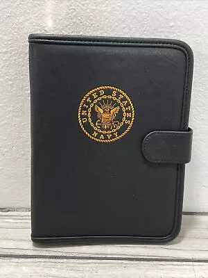 'United States Navy' USA  3 Ring Black Faux Leather Planner Binder 9  X 7   VGC • $17.99