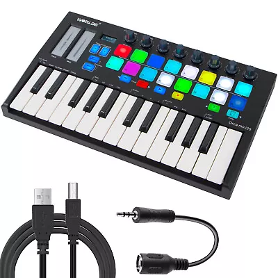 MIDI Controller Portable USB MIDI Keyboard 25 Keys Music Production Equipment • £93.59