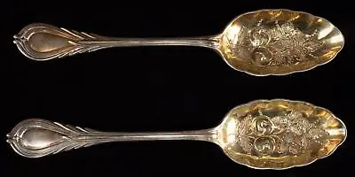 Silverplate Spoons 2 Mappin & Webb  Gold Wash Berry Spoons Vintage • $125