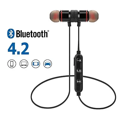 Magnetic Wireless Bluetooth 4.1 Stereo Metal Earphones Headset With Mic - Black • $2.99