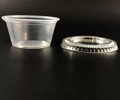 2 Oz Plastic Clear Disposable Portion Cups Sauce Souffle Cup With Lids BPA Free • $10.98