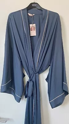 Bnwt M&s Rosie @ Autograph Air Force Blue Satin Dressing Gown Robe M Xl • £25