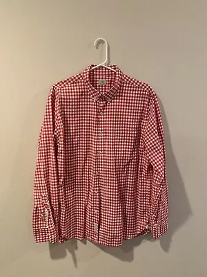 J.Crew Shirt Mens Large Red Plaid Check Slim Fit Lightweight Button Down • $9.99