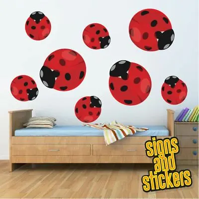 12 Ladybird Wall Stickers Wallpaper Bedroom Child Decal Sport Kids Car  • £3.50