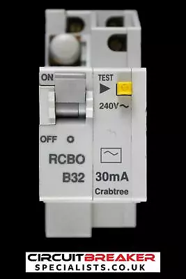 CRABTREE 32 AMP CURVE B 6kA 30mA DOUBLE POLE RCBO TYPE AC STARBREAKER • £20.71