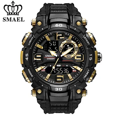 SMAEL Mens Waterproof Sport Military Watch Analogue Quartz Digital Wrist Watches • $34.16