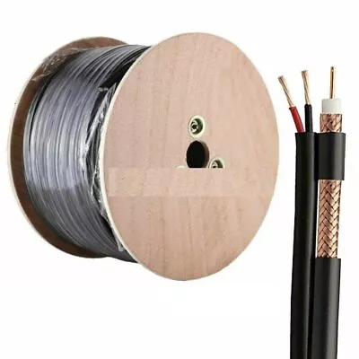 Securi-Flex SFX/59+2C-0.5-PVC-BLK-100 Mtr RG59 Coaxial Cable + 2 Power Core Drum • £38