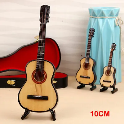 Mini 1/12 Acoustic Guitar Miniature Musical Instrument Dollhouse Case Kids Gift • $15.89