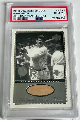 2000 UD Master Collection Babe Ruth All-Time Yankees Game Used Bat PSA 10 POP 1 • $1999.95