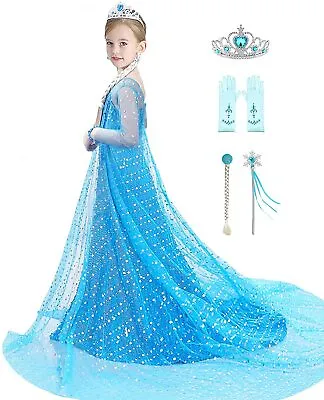 Girls Princess Dress Elsa Costume Sequin Birthday Party Dress Up Girls 2-8 Years • $26.99