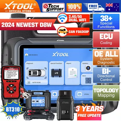 XTOOL D8W BT310 Auto Diagnostic Scanner All Systems ECU Coding IMMO Scan Tool • $1039
