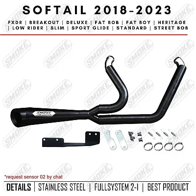 Exhaust Custom 2-Into-1 Fits For Harley Davidson 2018-2023 Softail Full System • $470