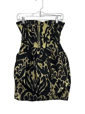 NWT H&M Strapless Cocktail Dress Size 6 Black Gold Sweetheart • $15.96