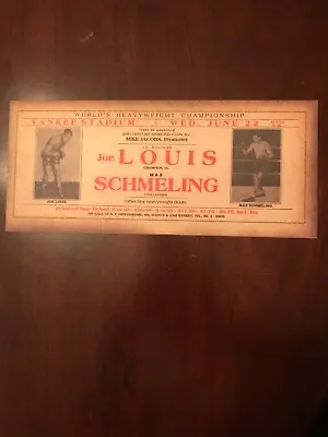 1938 JOE LOUIS Vs MAX SCHMELING ADVERTISEMENT HEAVYWEIGHT CHAMPIONSHIP • $24.63