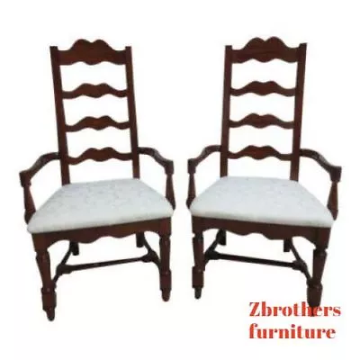 $589 • Buy Pair Pennsylvania House Cherry Ladderback Dining Room Desk Arm Chairs Set B