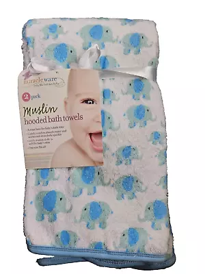 Miracleware 100% Muslin Cloth Hooded Baby Towels Set Of 2 • $31