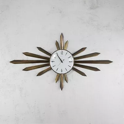 Vintage Mid Century Metamec Brass Starburst Sunburst Clock Early Model #102509 • £275